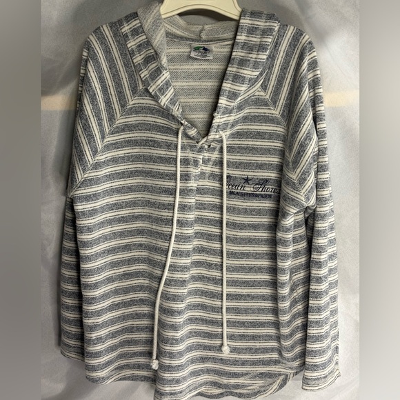 Avalon Tops - Avalon Gray and White Striped Hoodie